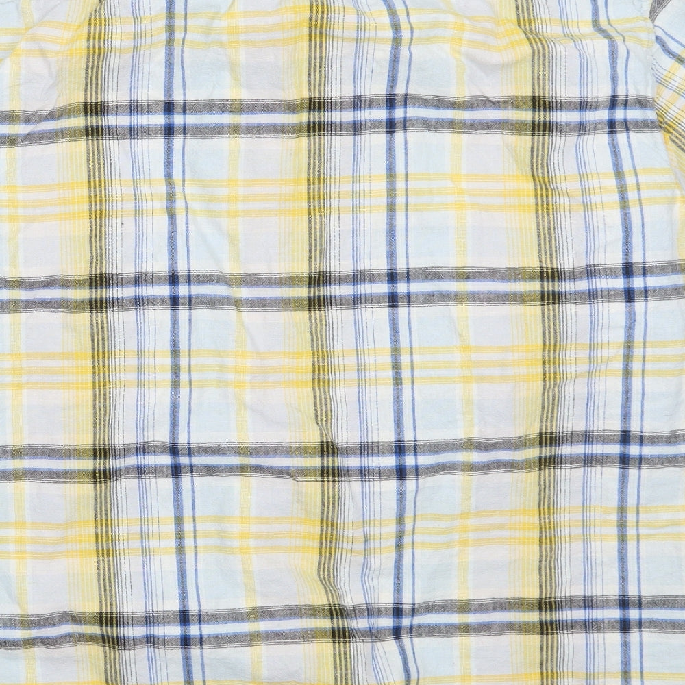 Easy Mens Yellow Check   Button-Up Size XL