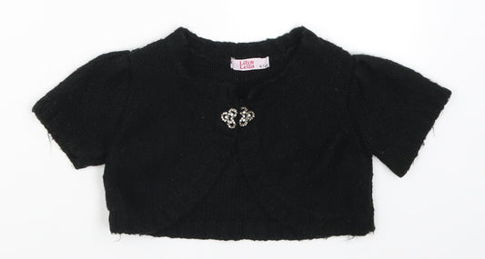 Lily & Leila Girls Black  Knit Cardigan Jumper Size 6-7 Years