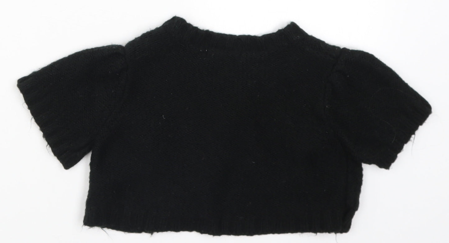 Lily & Leila Girls Black  Knit Cardigan Jumper Size 6-7 Years
