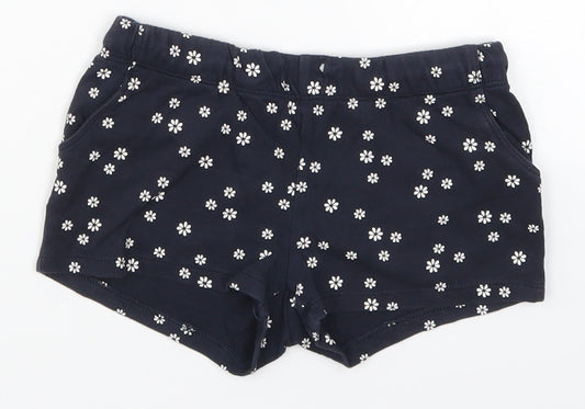 H&M Girls Blue Floral  Sweat Shorts Size 6 Years