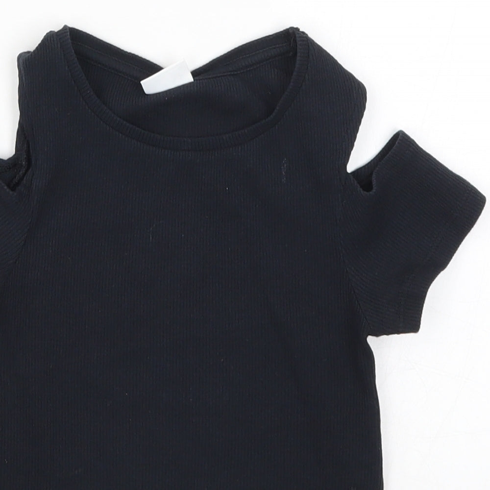 F&F Girls Black   Basic T-Shirt Size 7-8 Years