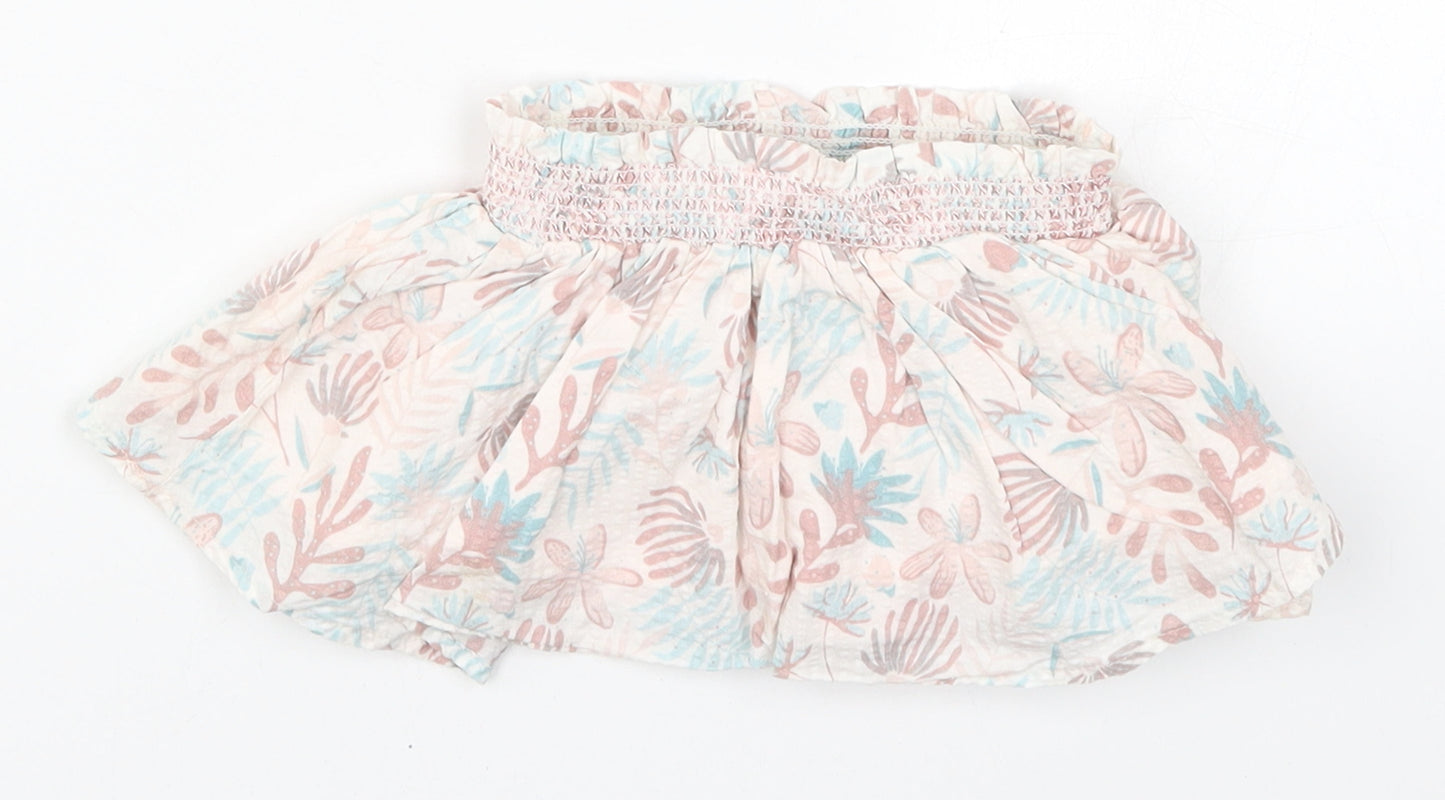 Preworn Girls Pink Floral  Skater Skirt Size 9-12 Months