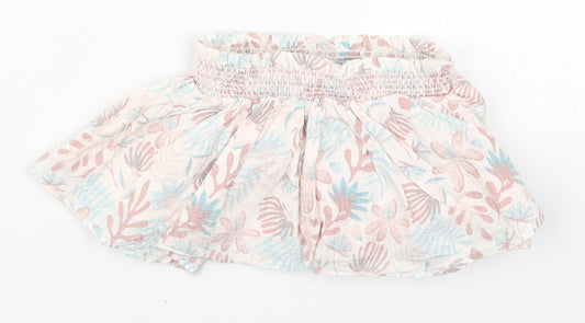 Preworn Girls Pink Floral  Skater Skirt Size 9-12 Months