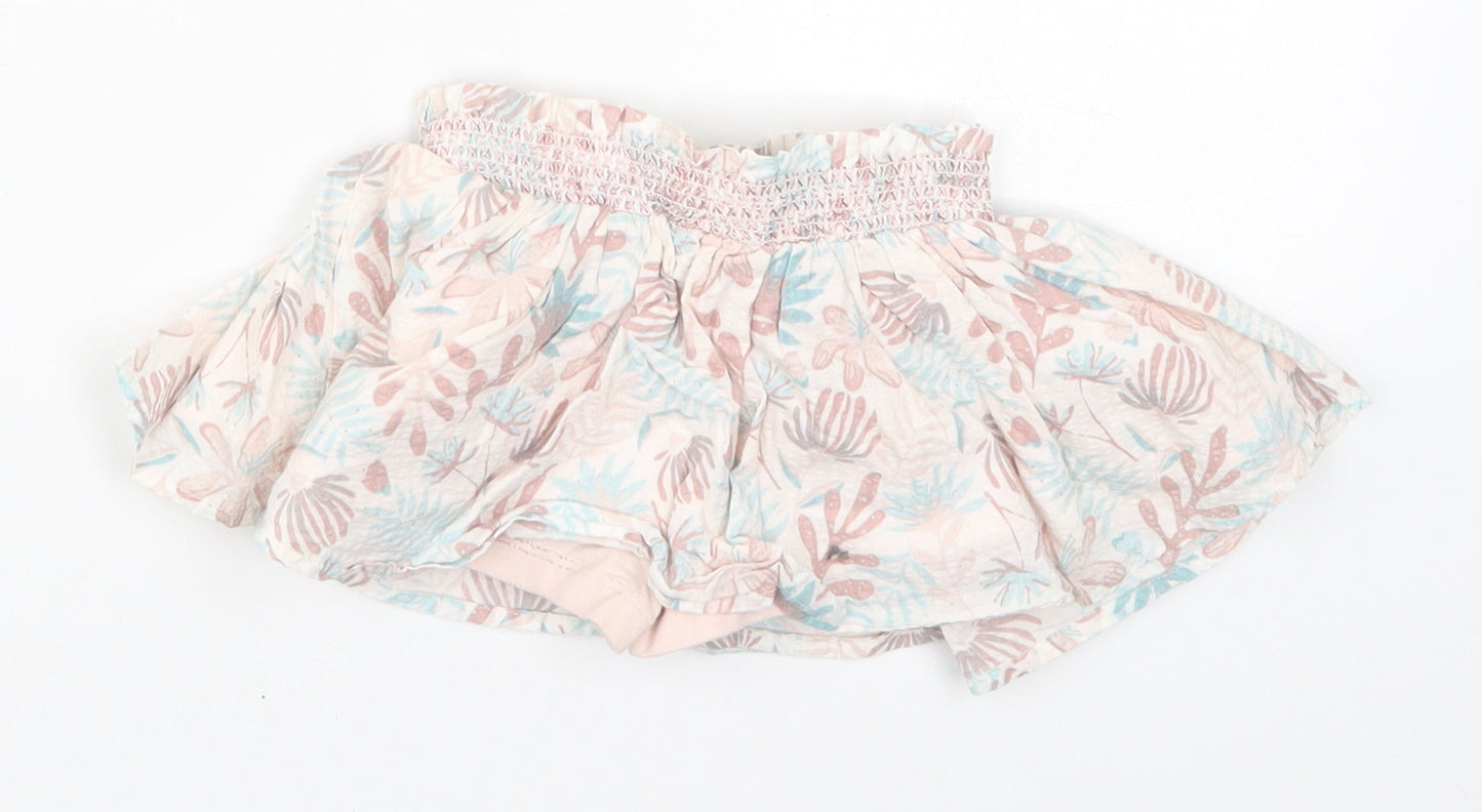 Preworn Girls Pink Floral  Skater Skirt Size 9-12 Months
