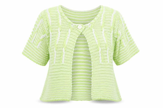 Front view of Roman women’s green knit cardigan jumper, size UK 14