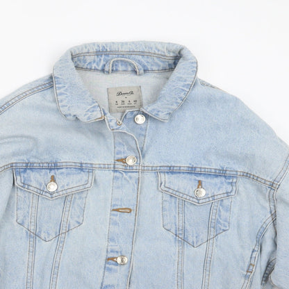Close-up detail of Denim Co. women’s blue denim jacket, size UK 8