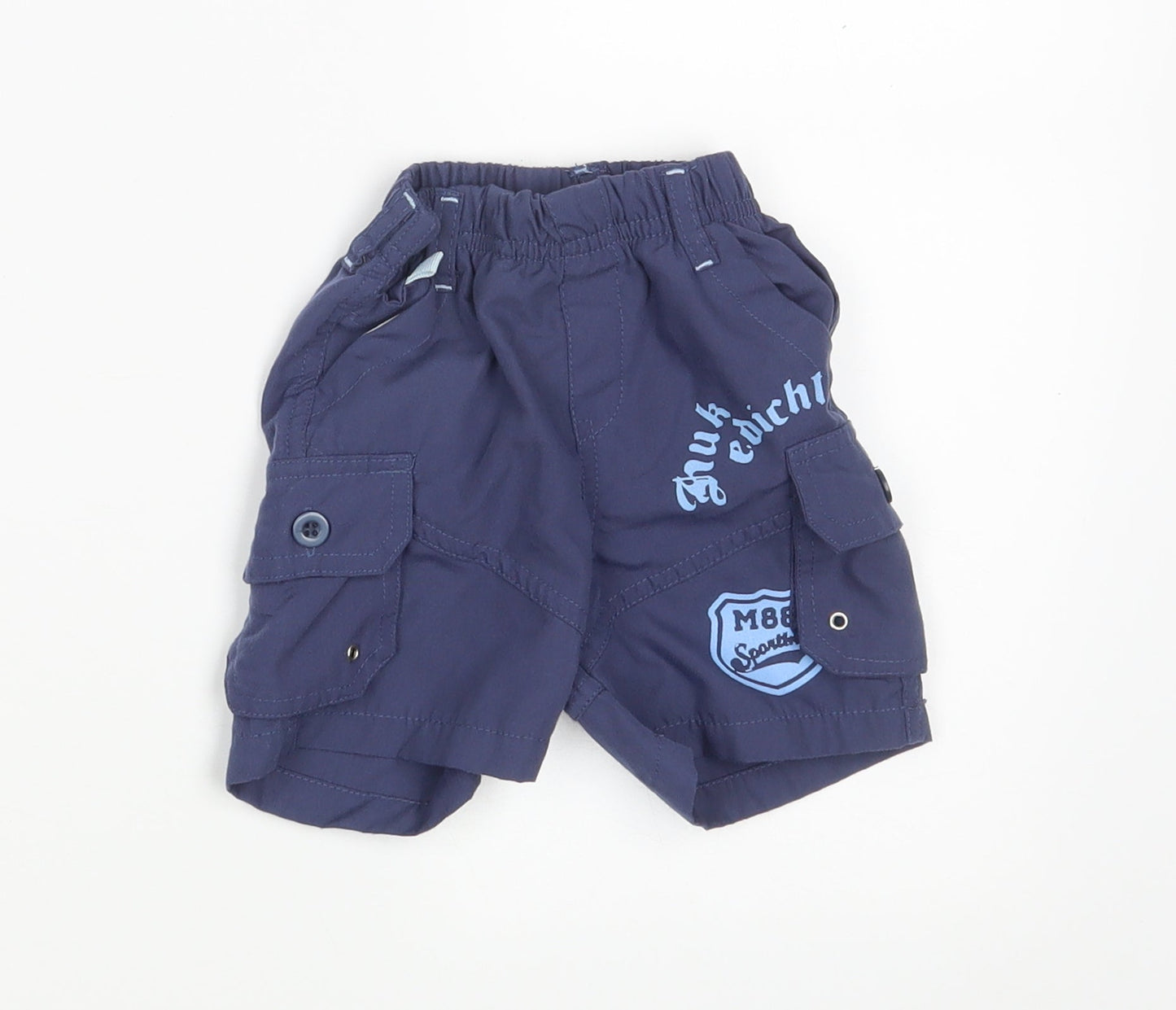 Nursery Time Baby Blue   Cargo Trousers Size 6-9 Months  - Waist 14in; Inside  leg 4in