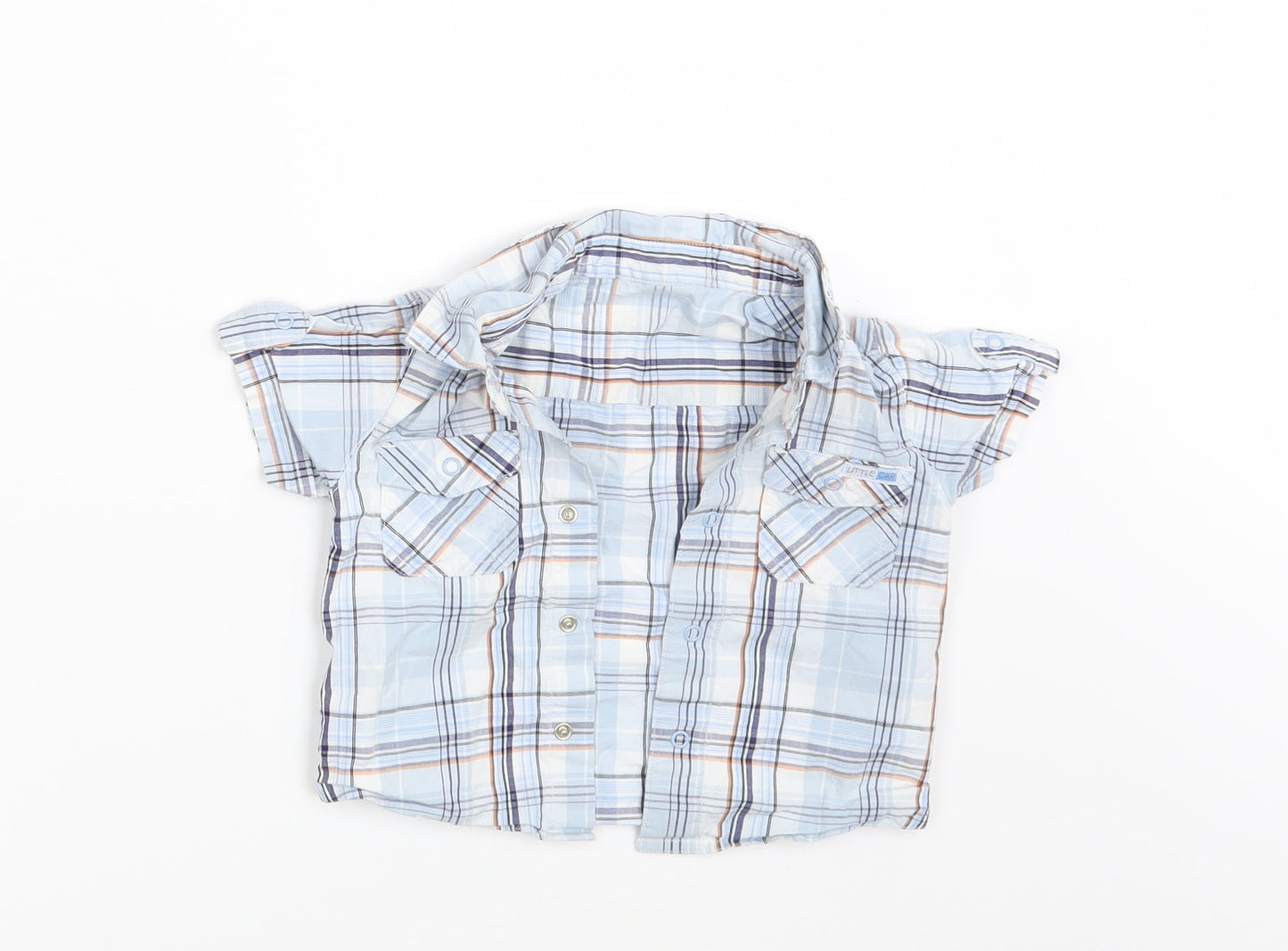 George Boys Blue Check  Basic Button-Up Size 9-12 Months