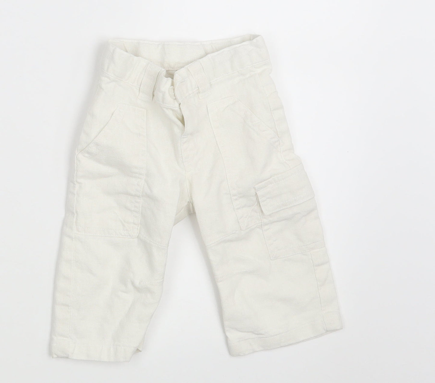 Mila Blue Baby White   Cropped Trousers Size 3-6 Months  - Waist 16in; Inside  leg 7in