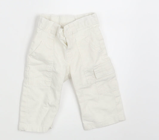 Mila Blue Baby White   Cropped Trousers Size 3-6 Months  - Waist 16in; Inside  leg 7in