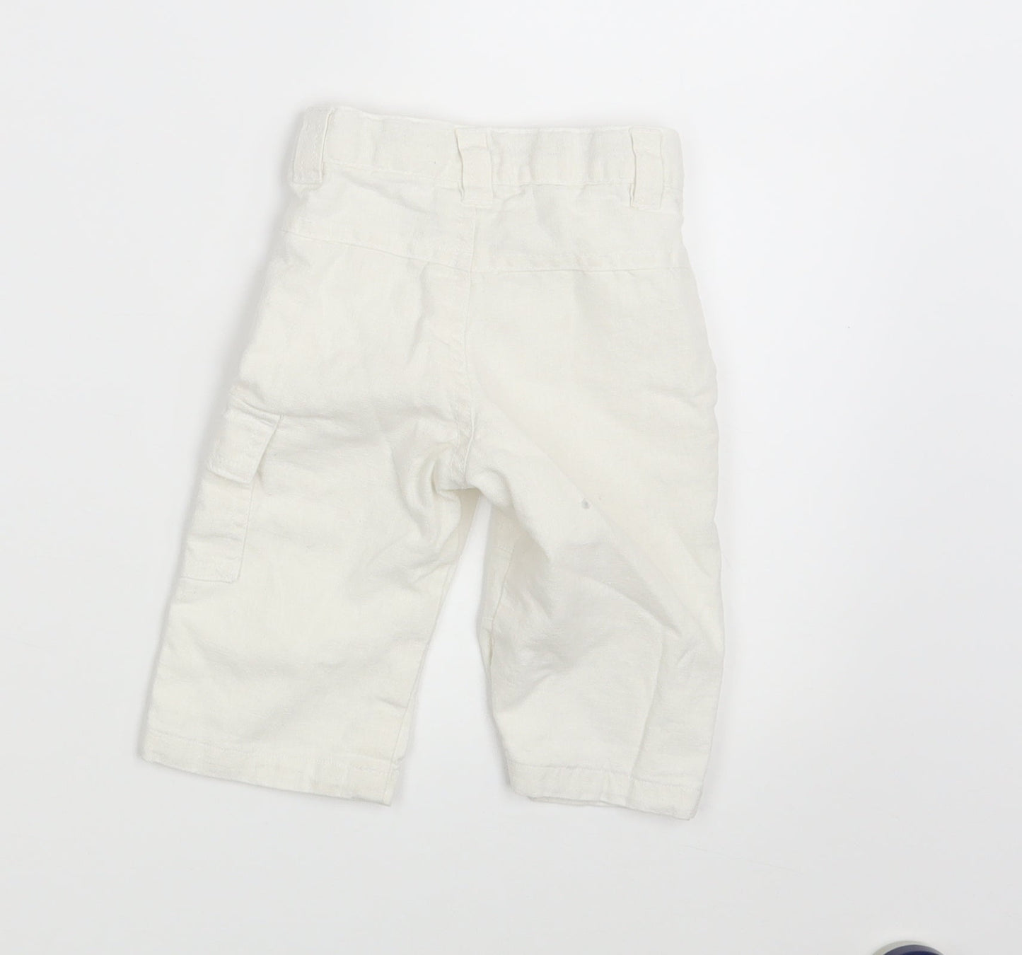 Mila Blue Baby White   Cropped Trousers Size 3-6 Months  - Waist 16in; Inside  leg 7in