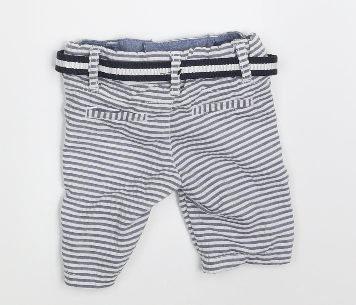 Denim Co.  Baby White Striped  Sweatpants Trousers Size 6-9 Months  - Waist 18in; Inside  leg 4in