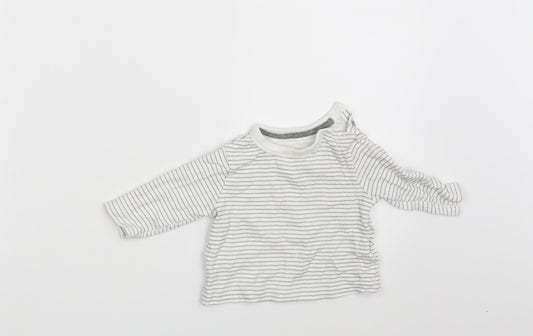 Disney Baby White Striped  Basic T-Shirt Size 0-3 Months