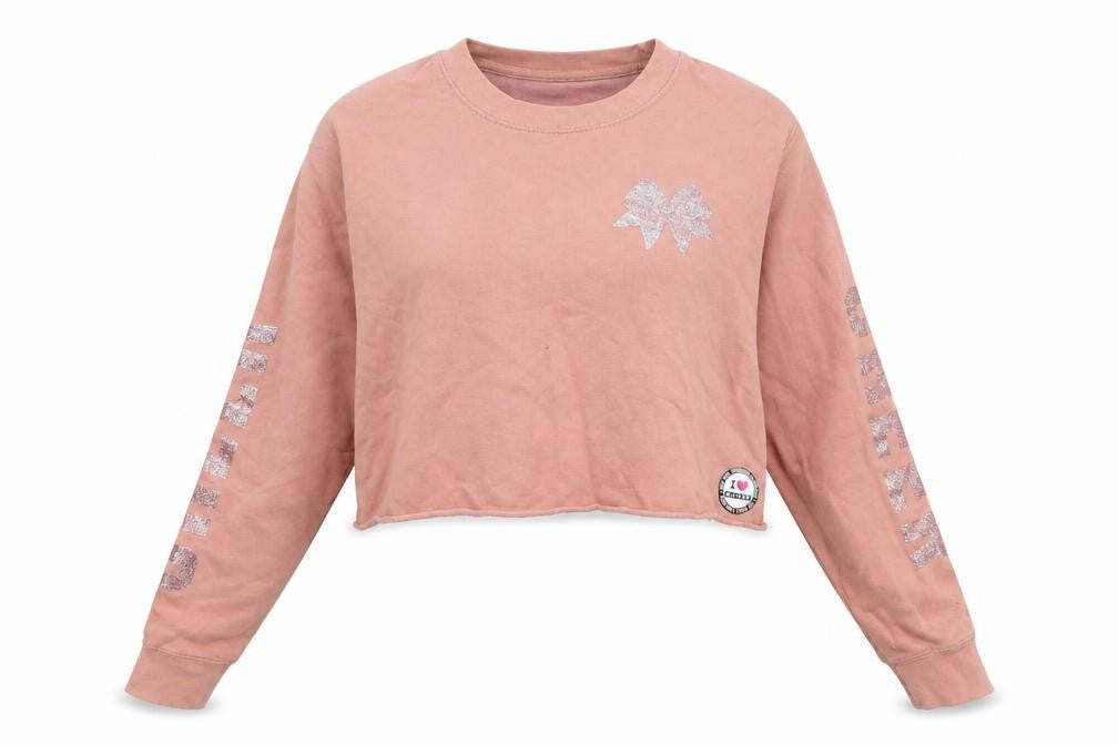 I Love Cheer Womens Pink  Jersey Pullover Sweatshirt Size XS