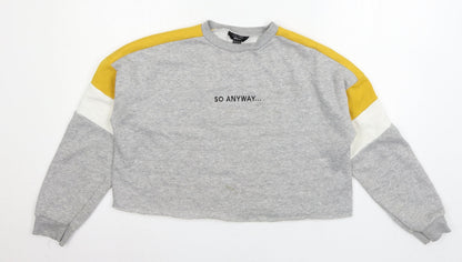 Preloved New Look Girls Grey  Jersey Pullover Sweatshirt Size 14-15 Years  - So Anyway... - Front