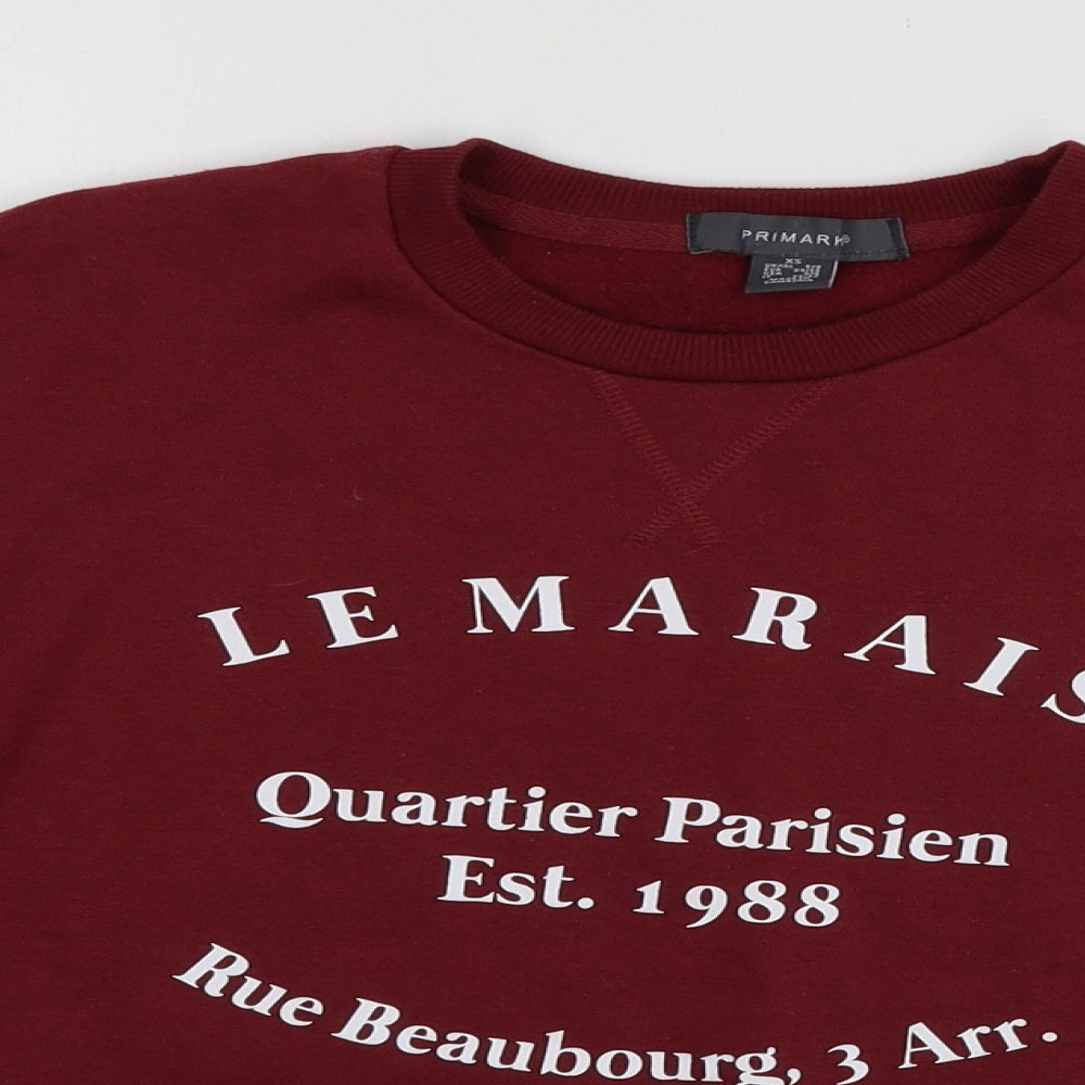 Primark Womens Red  Jersey Pullover Sweatshirt Size XS
