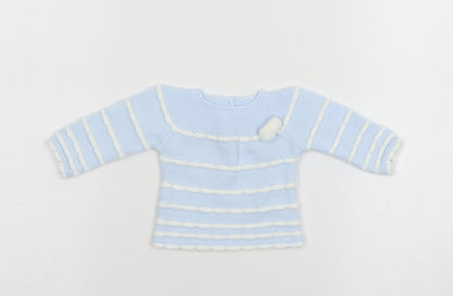 Additional front view of VB boys’ black striped knit jumper, size 0-3, months