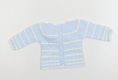 Back view of VB boys’ black striped knit jumper, size 0-3, months