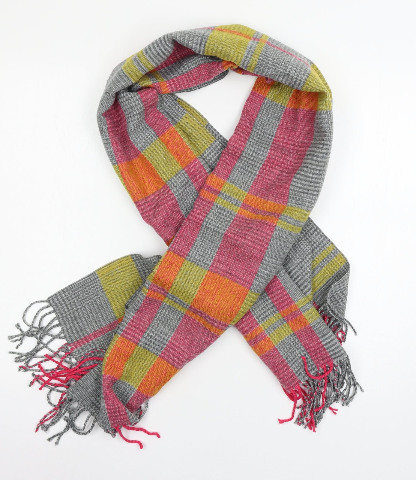 Preworn Womens Multicoloured Plaid Knit  Scarf