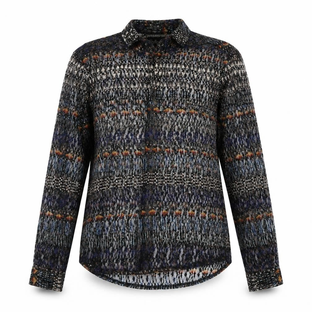 Reclaimed Vintage Womens Blue Fair Isle  Basic Button-Up Size M