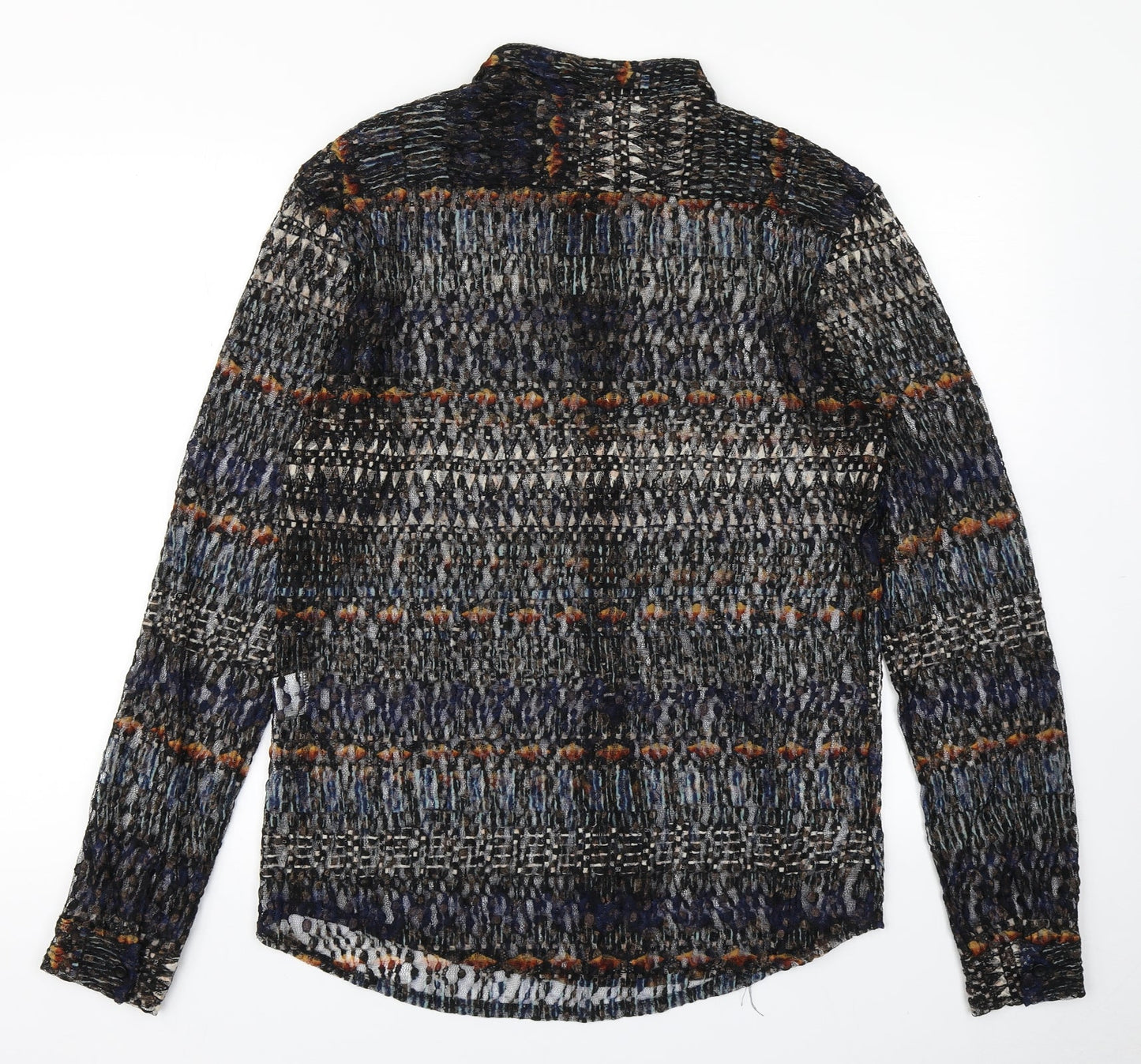 Reclaimed Vintage Womens Blue Fair Isle  Basic Button-Up Size M