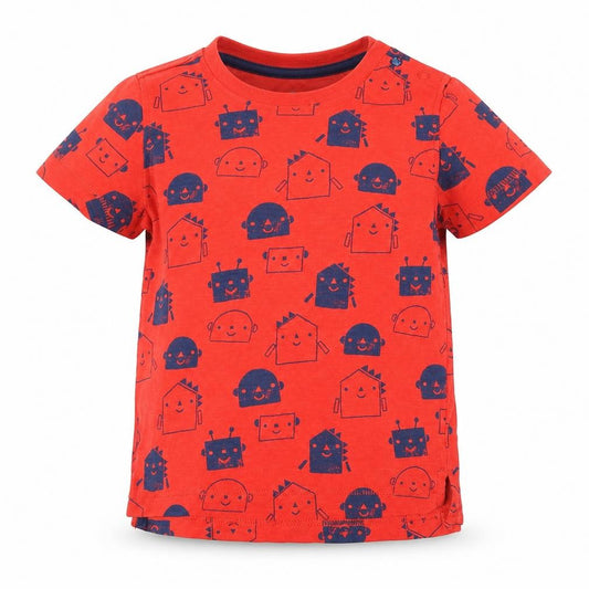 Front view of Mothercare boys’ red basic t-shirt, size 12-18, months