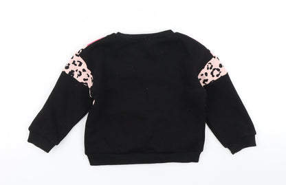 Back view of Matalan girls’ black colourblock basic t-shirt, size 9-12, months