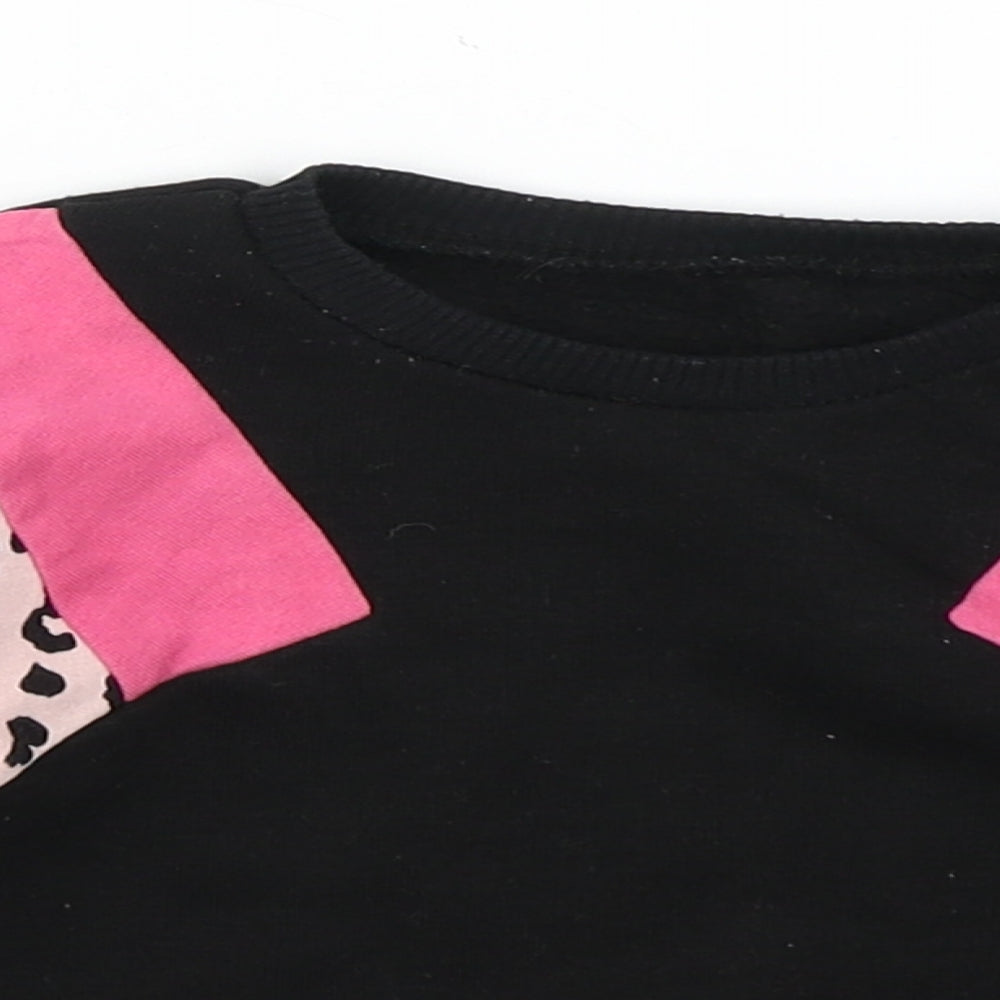 Matalan Girls Black Colourblock  Basic T-Shirt Size 9-12 Months