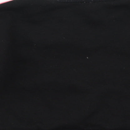 Brand and care label for Matalan girls’ black colourblock basic t-shirt, size 9-12, months