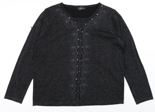 BM Womens Black  Knit Cardigan Jumper Size M