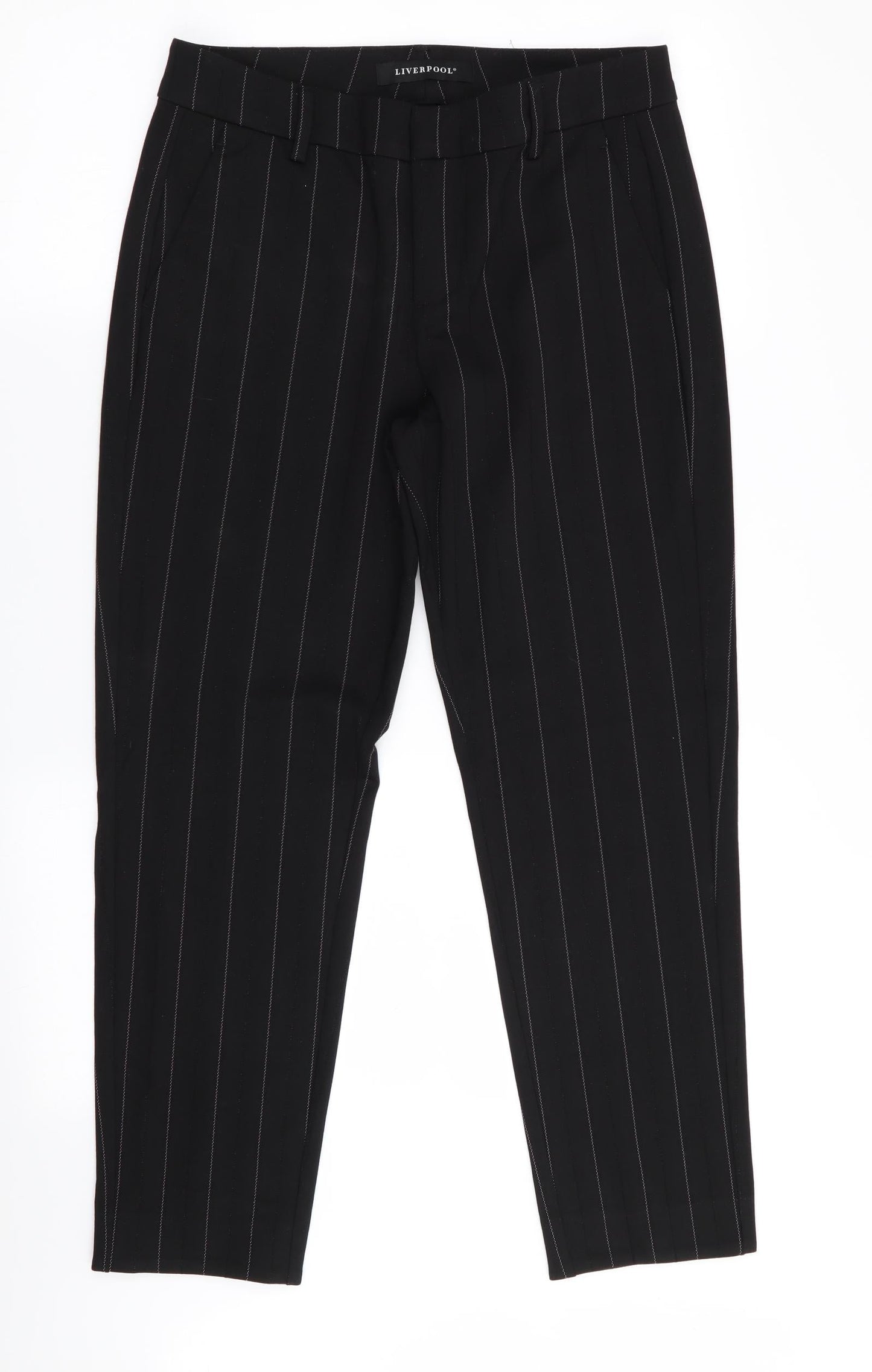 liverpool Womens Black Striped  Trousers  Size 8 L28 in