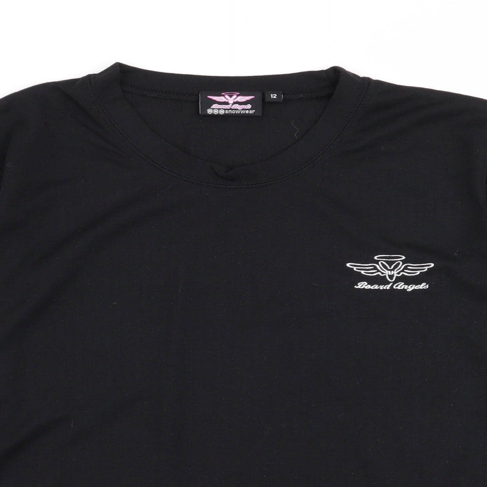 Board Angels Womens Black   Basic T-Shirt Size 12