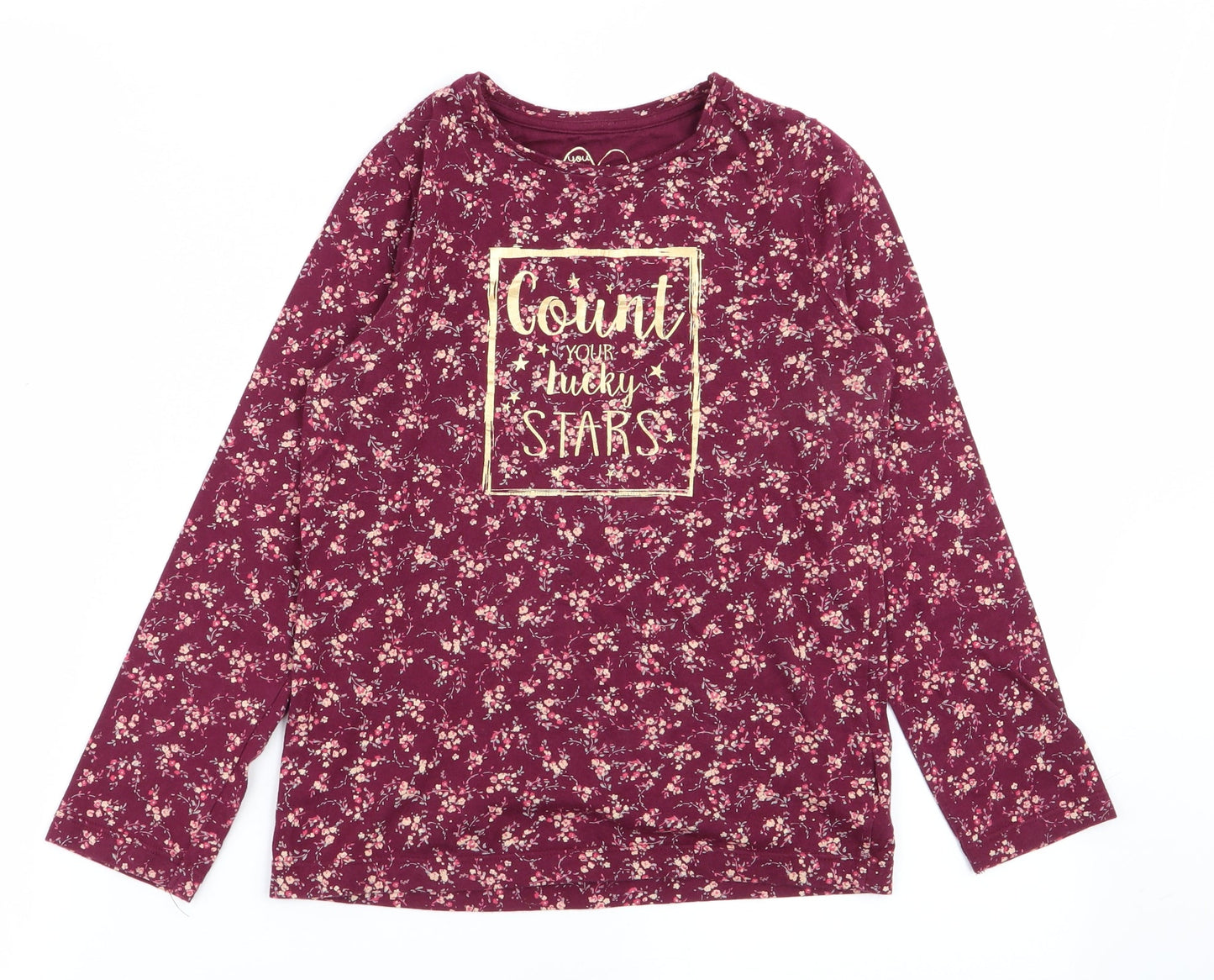 M  Girls Red Floral  Basic T-Shirt Size 8 Years
