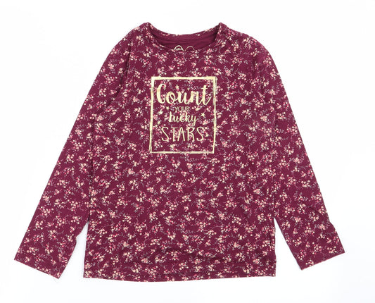 M  Girls Red Floral  Basic T-Shirt Size 8 Years