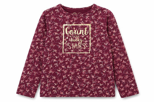 Front view of M girls’ red floral basic t-shirt, size 8, years