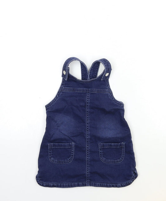 Maine Baby Blue  Denim Pinafore/Dungaree Dress  Size 9-12 Months