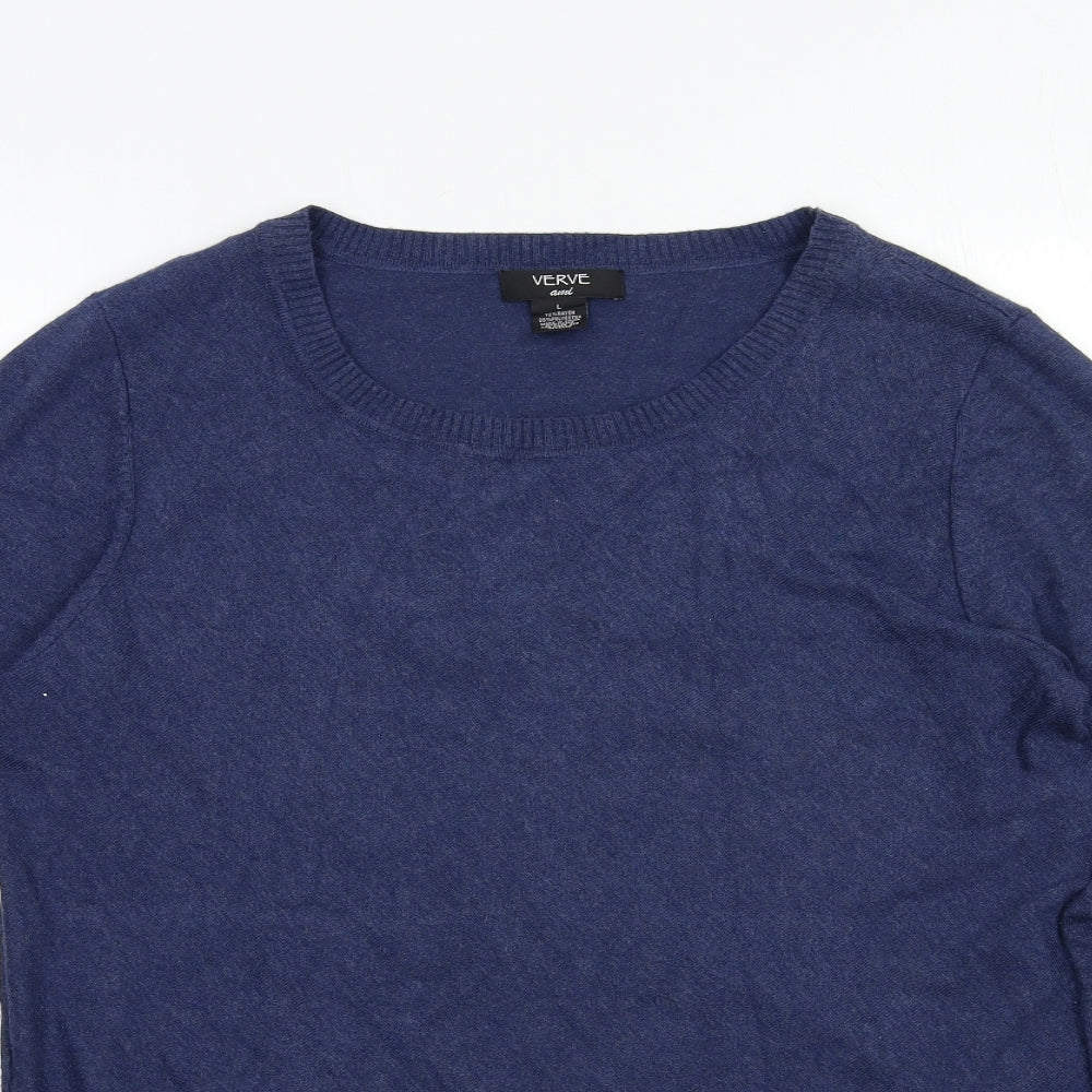 verve Womens Blue  Knit Pullover Jumper Size L