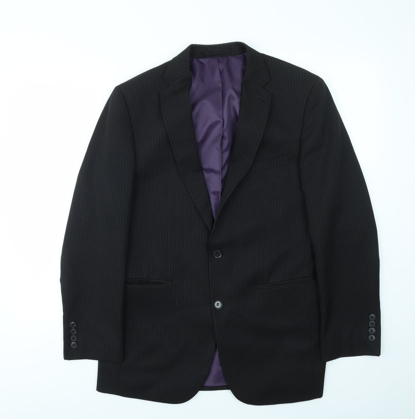 T&W Mens Black Striped  Jacket Blazer Size 38