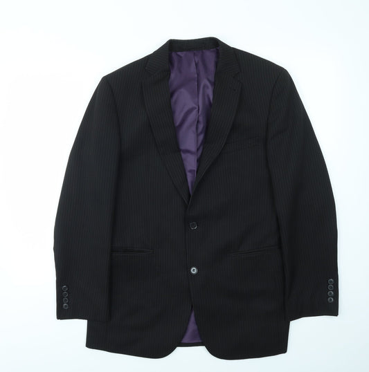 T&W Mens Black Striped  Jacket Blazer Size 38