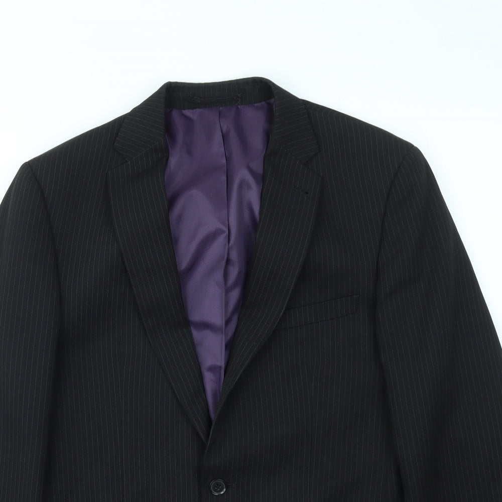 T&W Mens Black Striped  Jacket Blazer Size 38