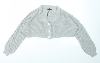 PRETTYLITTLETHING Womens Grey   Cardigan Jumper Size S