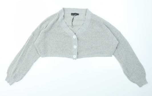 PRETTYLITTLETHING Womens Grey   Cardigan Jumper Size S