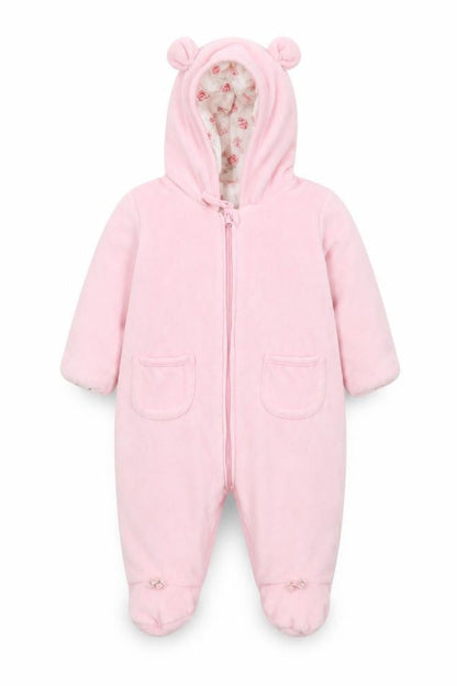 Front view of George girls’ pink basic jacket coatigan, size 3-6, months