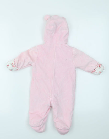 Back view of George girls’ pink basic jacket coatigan, size 3-6, months