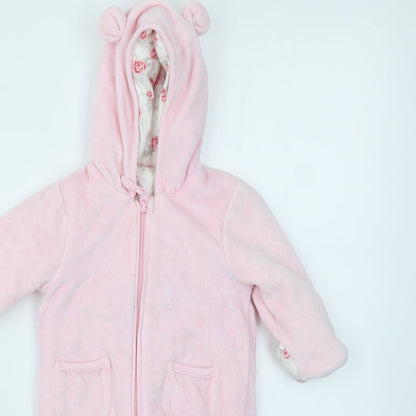 Close-up detail of George girls’ pink basic jacket coatigan, size 3-6, months