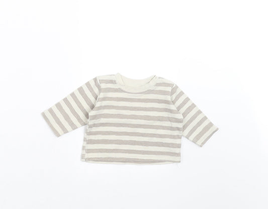 Earlydays Baby Grey Striped  Basic T-Shirt Size 0-3 Months