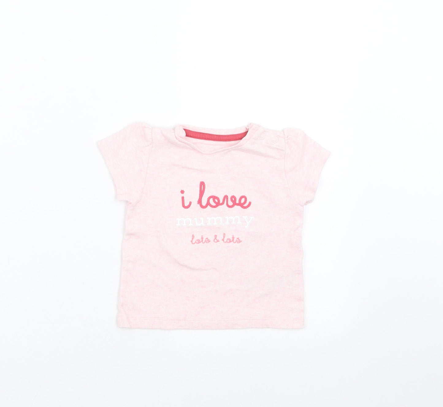 Marks and Spencer Girls Pink   Basic T-Shirt Size 6-9 Months  - I Love Mummy