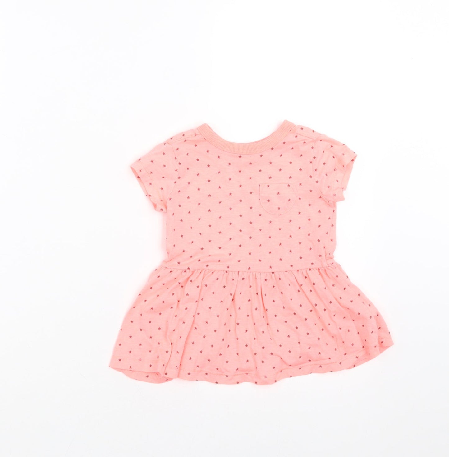 NEXT Girls Orange Geometric  T-Shirt Dress  Size 6-9 Months  - Star Pattern
