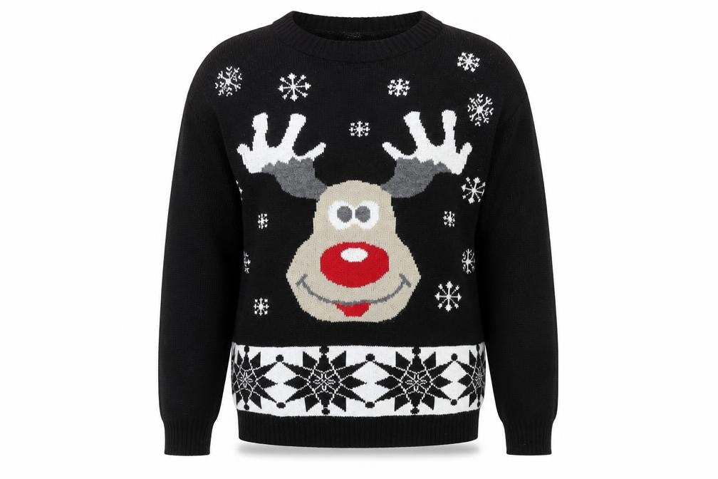 Sapphire Womens Black  Knit Pullover Jumper Size M  - Rudolph Christmas