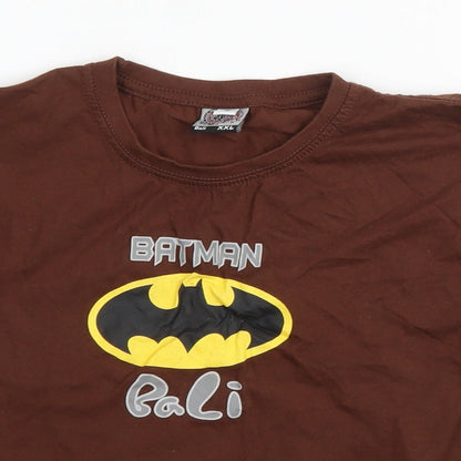 Preloved Preworn Boys Brown   Basic T-Shirt Size 5 Years  - Batman - Detail